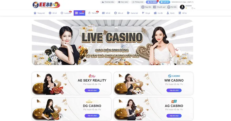 Khám phá 11 sảnh Casino EE88